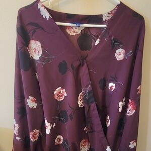 Apt. 9 Burgundy Floral Top
